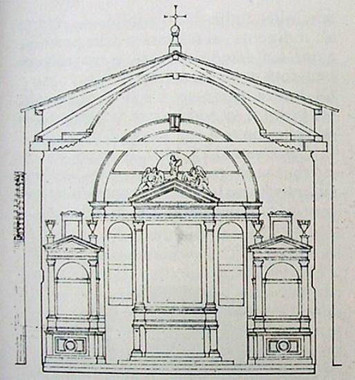 disegno prima del restauro della chiesa di Santa Caterina di Mazzorbo, isola di Mazzorbo, laguna di Venezia